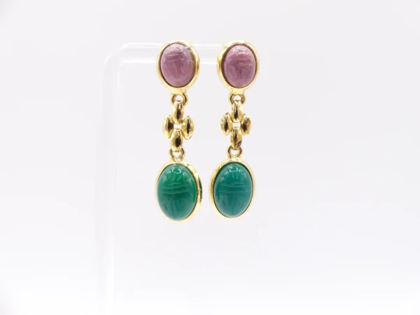 Semi-Precious Gemstone Carved Scarab Earring