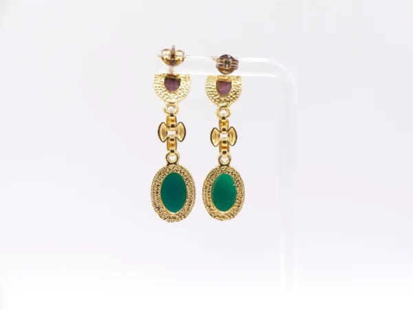 Semi-Precious Gemstone Carved Scarab Earring - Image 2