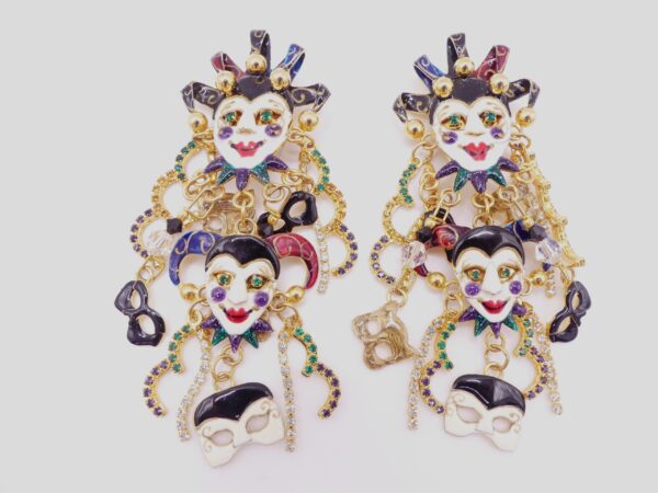 Lunch At The Ritz Jester Masquerade Clip-on Earrings