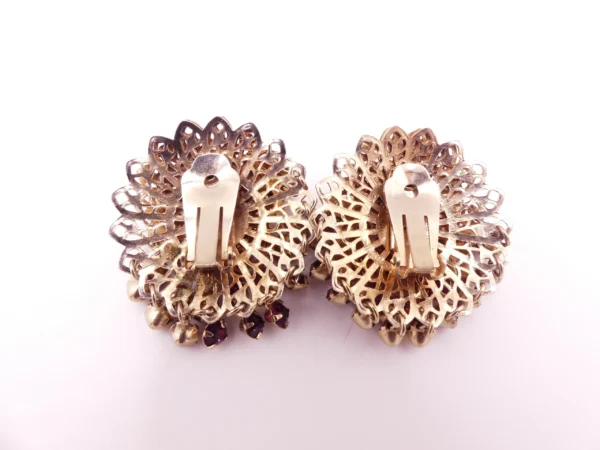 Purple Crystal Tassle Style Clip-On Earrings - Image 2