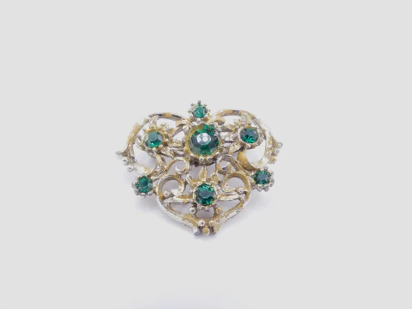 Green Cut Crystal Brooch