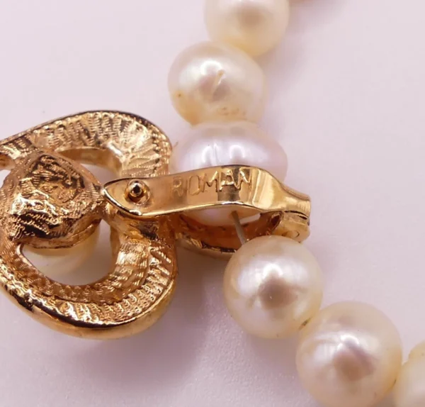 Roman Signed Genuine Pearl Necklace - Image 2