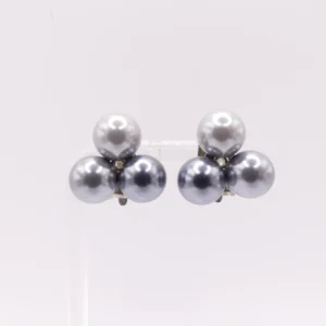 Tri Faux Pearl Clip On Earring