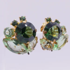Juliana Uranium Glass Clip On Earrings