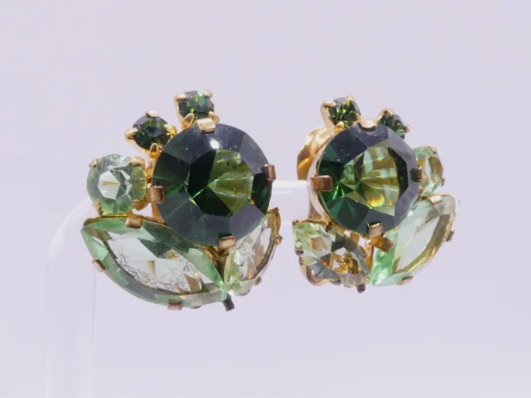 Juliana Uranium Glass Clip On Earrings