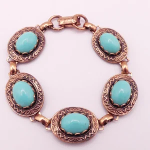Solid Copper And Faux Turquoise Bracelet