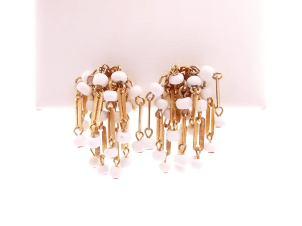 Glass Tassel Clip On Earrings