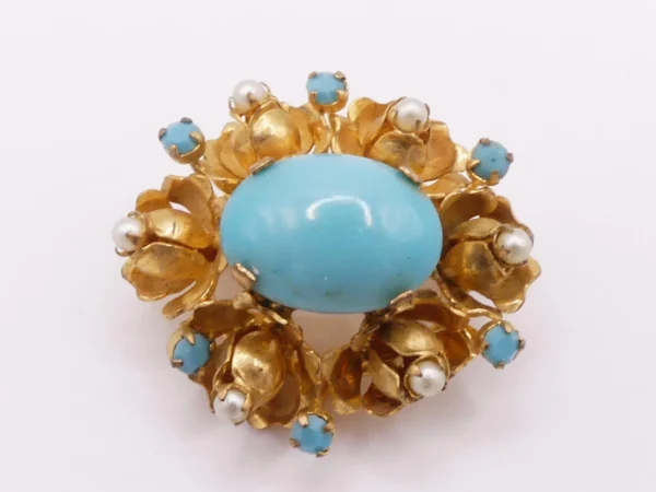 Faux Pearl And Glass Brooch