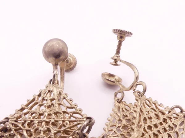 Vintage Lock And Key Screw Back Earrings - Image 2