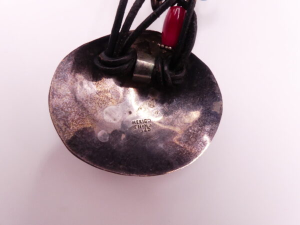 House Signed Taxco Red Coral And Turquoise Sterling Necklace - Image 2
