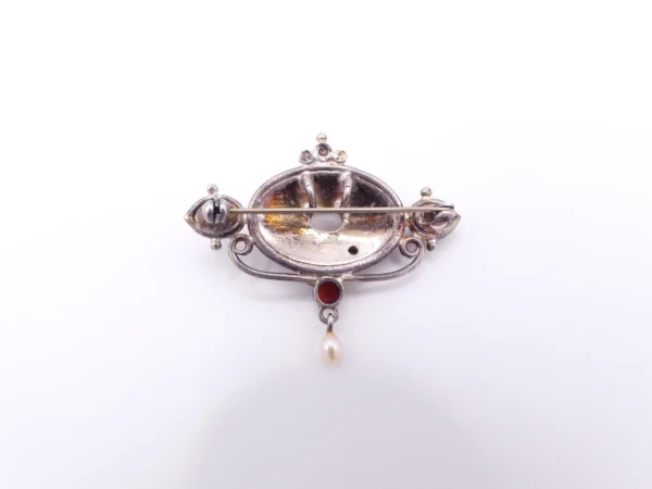 Semi-Precious Gemstone Sterling Brooch - Image 2