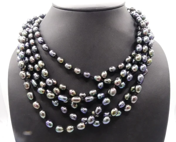 Multi Strand Pearl Necklace With Sterling Clasp