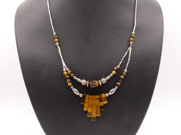 Tigers Eye Split Strand Sterling Necklace