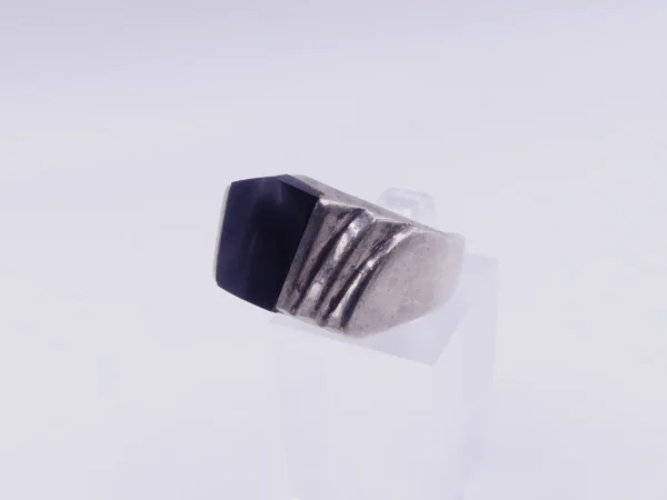 "B" Signed Native Onyx Sterling Silver Ring