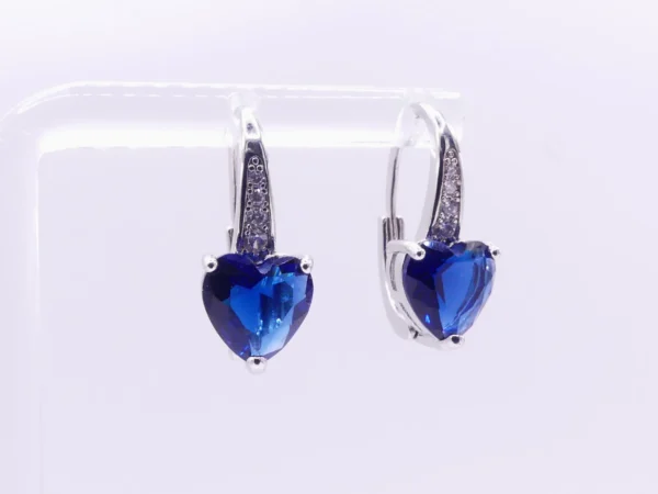 Sterling Sapphire Heart Earrings