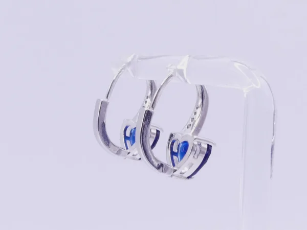 Sterling Sapphire Heart Earrings - Image 2