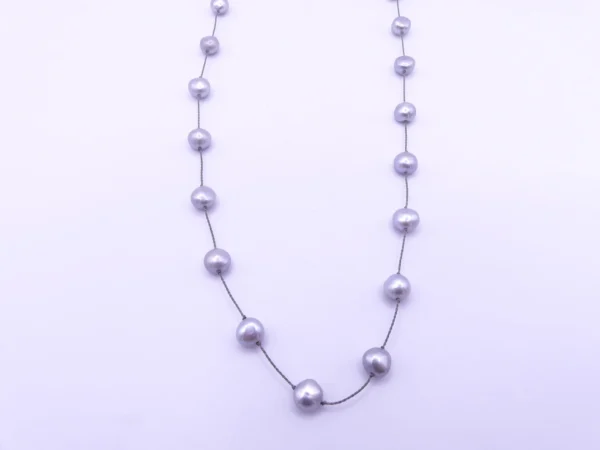 Sterling Button Pearl Necklace