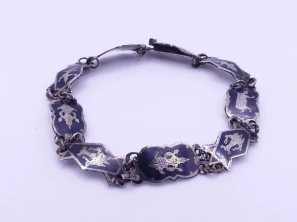 7" Siam Sterling Panel Bracelet