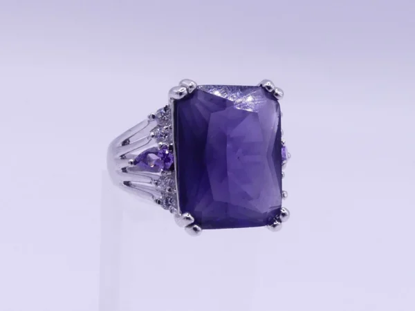 Sterling Amethyst And CZ Ring