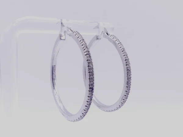 CZ Sterling Hoop Earrings - Image 2