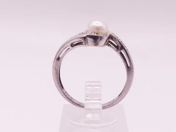 Pearl And CZ Sterling Ring - Image 2